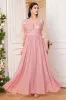 Blush Pink A Line Long Mother Of The Bride Dress With Flowers sold by Zapaka