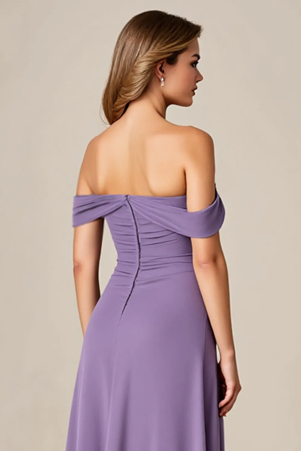Tahiti A Line Ruched Ankle Length Mother of the Bride Dress with Ruffles sold by Zapaka product image thumbnail 4