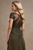 Olive Satin Asymmetrical High Low Mother of the Bride Dress sold by Zapaka