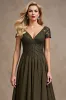 Olive Satin Asymmetrical High Low Mother of the Bride Dress sold by Zapaka