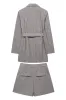 Grey 2-Piece Notched Lapel Women Prom Suits with Belts sold by Zapaka