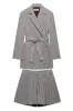 Grey 2-Piece Notched Lapel Women Prom Suits with Belts sold by Zapaka