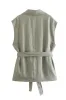 Grey Green 2-Piece Notched Lpael Sleeveless Women Prom Suits sold by Zapaka