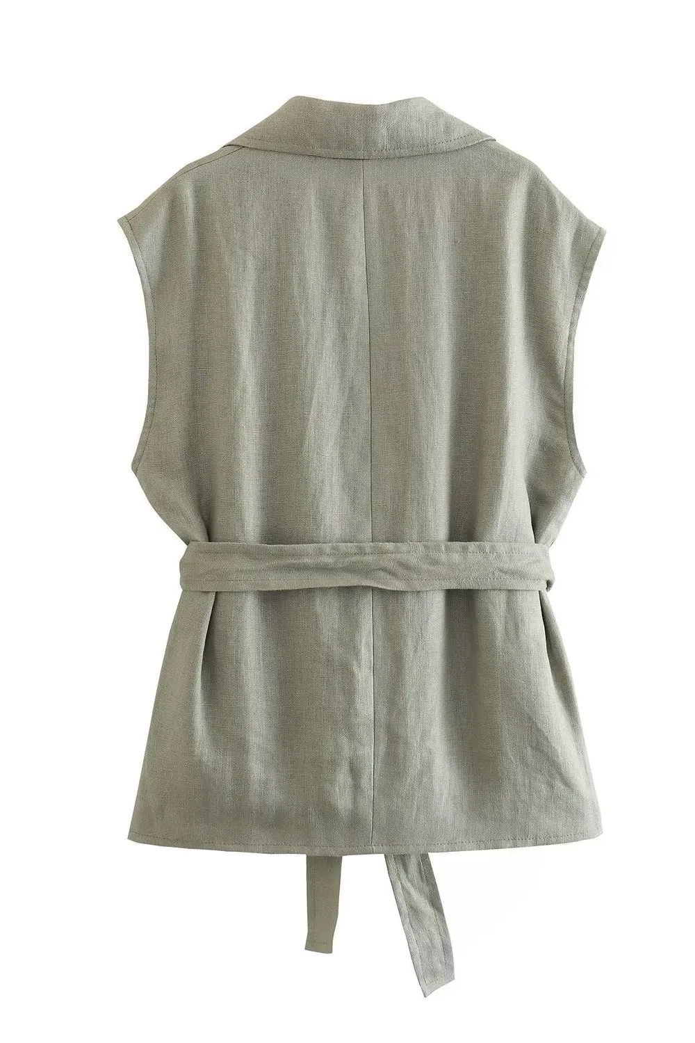 Grey Green 2-Piece Notched Lpael Sleeveless Women Prom Suits sold by Zapaka product image thumbnail 4