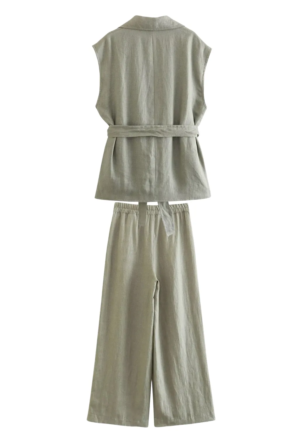 Grey Green 2-Piece Notched Lpael Sleeveless Women Prom Suits sold by Zapaka product image thumbnail 2