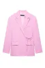 Pink 2 Piece Peak Lapel Women Prom Suits with Strings sold by Zapaka