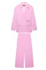 Pink 2 Piece Peak Lapel Women Prom Suits with Strings sold by Zapaka