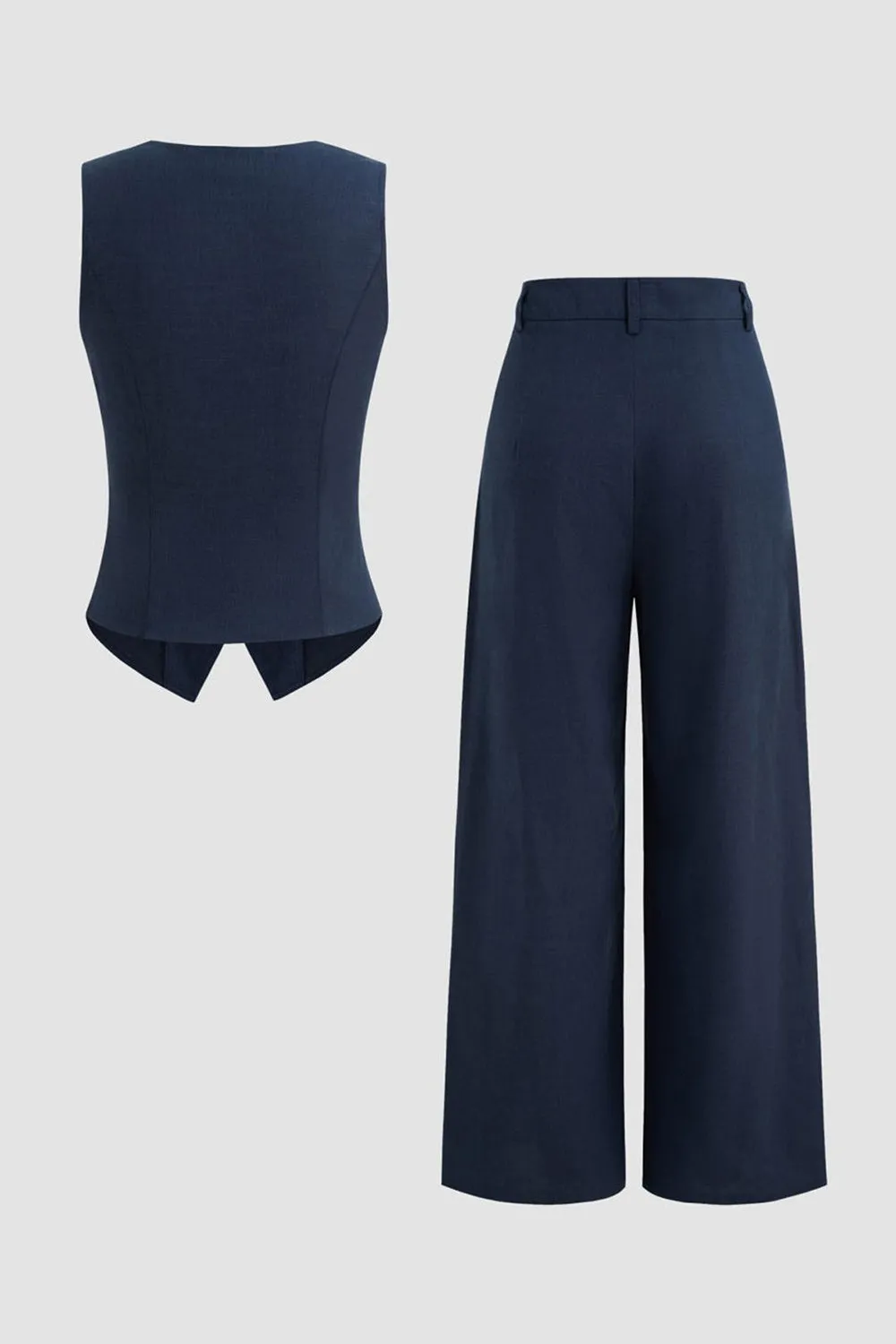 Navy 2-Piece Satin Sleeveless Women Prom Suits sold by Zapaka product image thumbnail 2