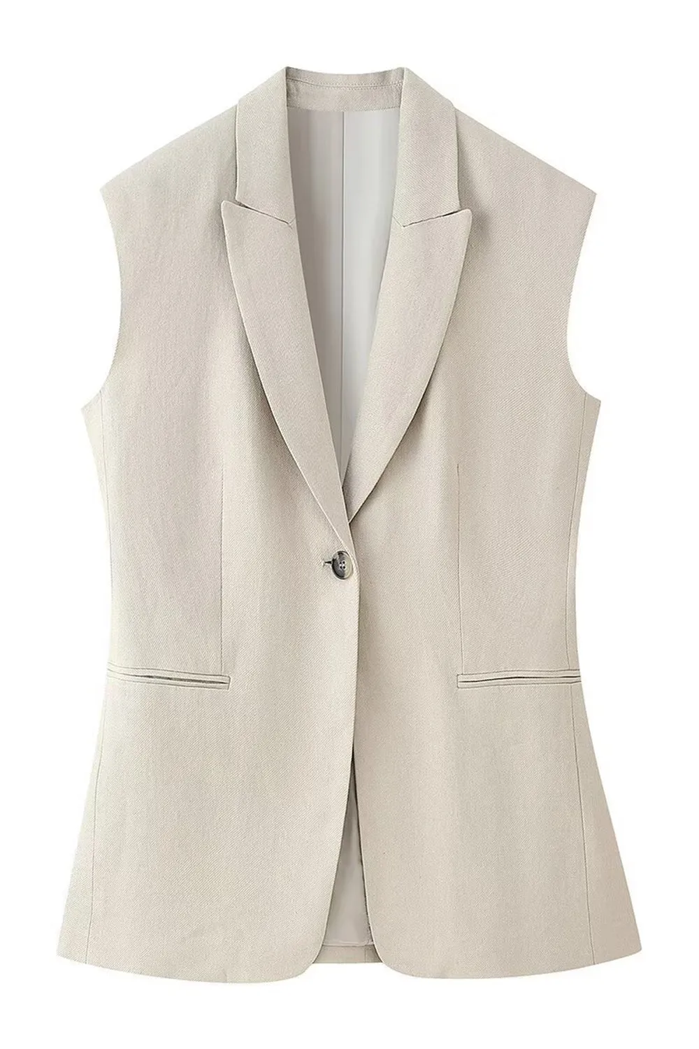 Khaki 2-Piece Peak Lapel Sleeveless Women Prom Suits sold by Zapaka product image thumbnail 2