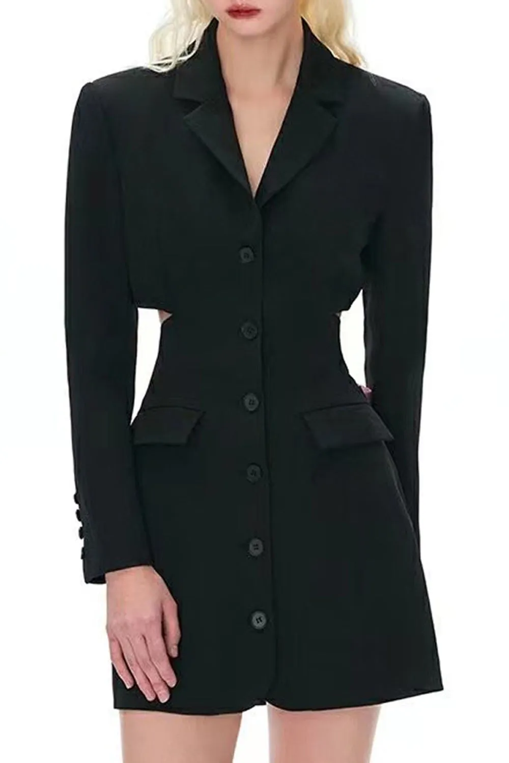 Black Notched Lapel Cut Out Women Prom Suits with Bow sold by Zapaka product image thumbnail 3