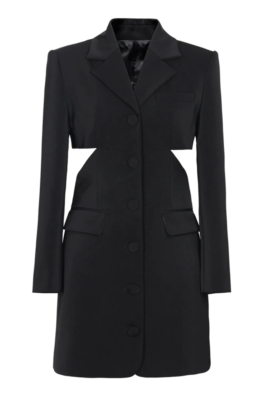 Black Notched Lapel Cut Out Women Prom Suits with Bow sold by Zapaka