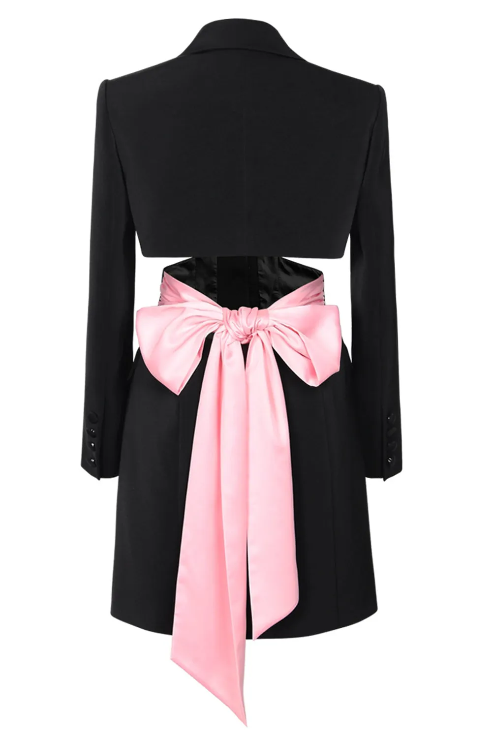 Black Notched Lapel Cut Out Women Prom Suits with Bow sold by Zapaka product image thumbnail 2