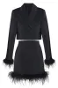 Black 2-Piece Peak Lapel Short Women Prom Suits with Feather sold by Zapaka