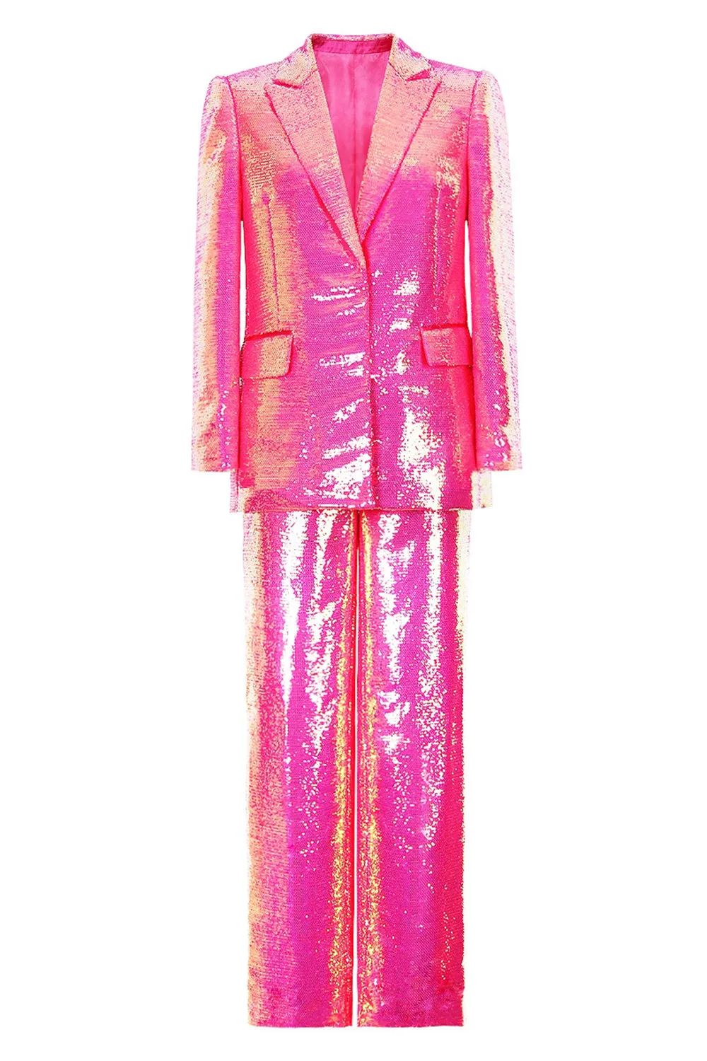 Sparkly Fuchsia 2-Piece Peak Lapel Women Suits with Pockets sold by Zapaka