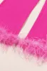 Fuchsia 2-Piece Peak Lapel  Women Prom Suits with Feather sold by Zapaka
