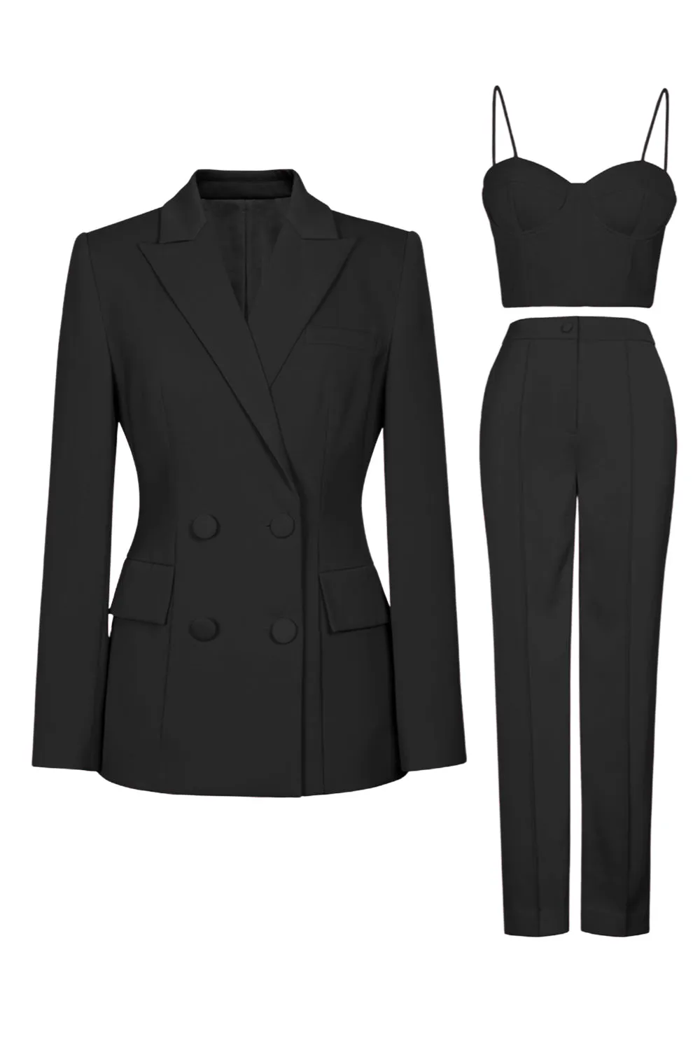 Purple Peak Lapel 3-Piece Double Breasted Women Prom Suits sold by Zapaka