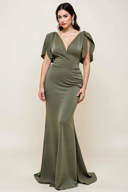 Olive Sheath Long Plus Size Mother Of The Bride Dress sold by Zapaka