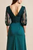 Blue A Line V Neck Long Mother Of The Bride Dress With Appliques sold by Zapaka