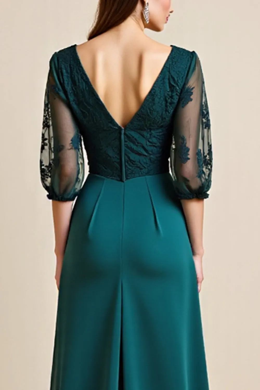 Blue A Line V Neck Long Mother Of The Bride Dress With Appliques sold by Zapaka product image thumbnail 5