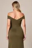 Off The Shoulder Olive Long Plus Size Mother Of The Bride Dress With Slit sold by Zapaka