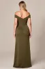 Off The Shoulder Olive Long Plus Size Mother Of The Bride Dress With Slit sold by Zapaka