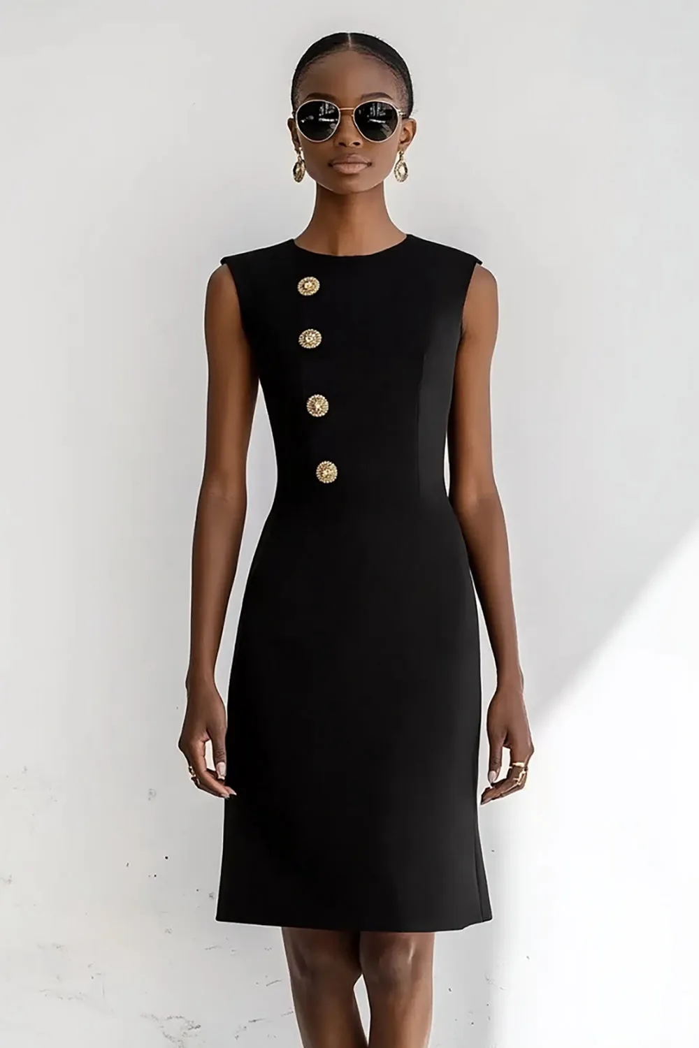 Bodycon Black Knee-Length Work Dress sold by Zapaka
