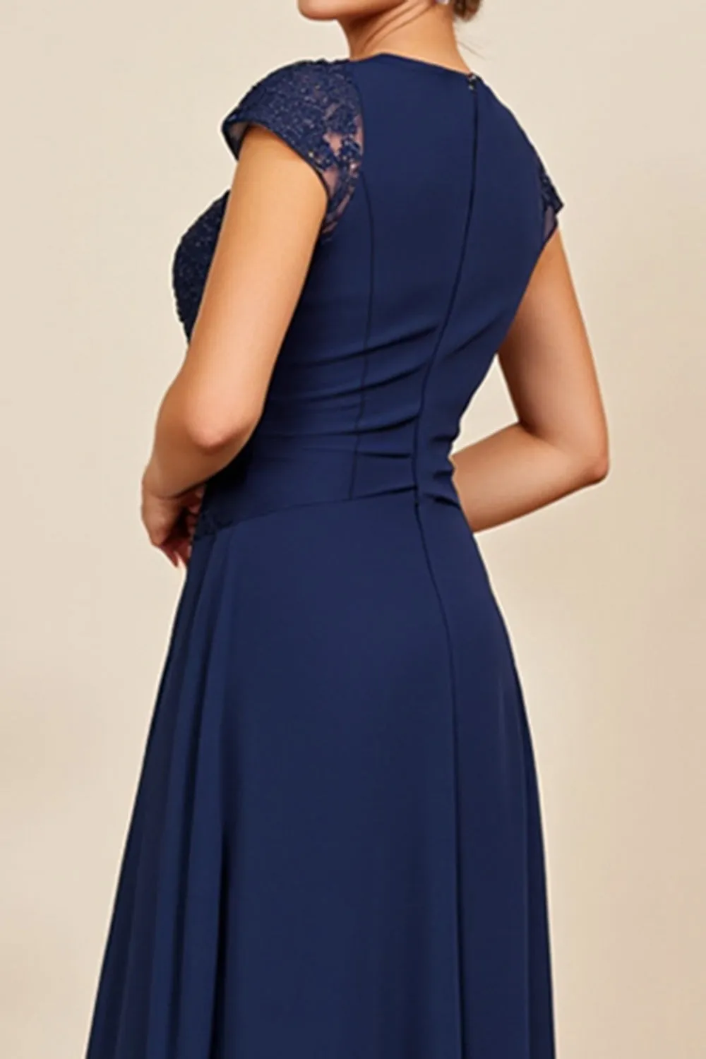Navy A Line Appliqued Long Mother Of The Bride Dress sold by Zapaka product image thumbnail 5