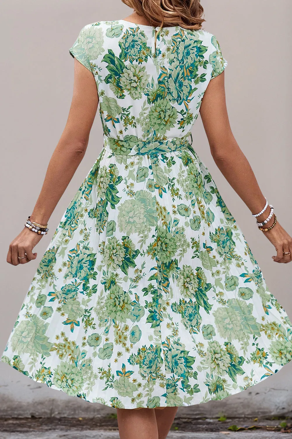 Green Floral A Line Midi Summer Dress sold by Zapaka product image thumbnail 2