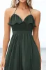 Chiffon Dark Green Halter A Line Midi Summer Dress sold by Zapaka