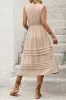 Khaki V-Neck A Line Midi Summer Dress sold by Zapaka