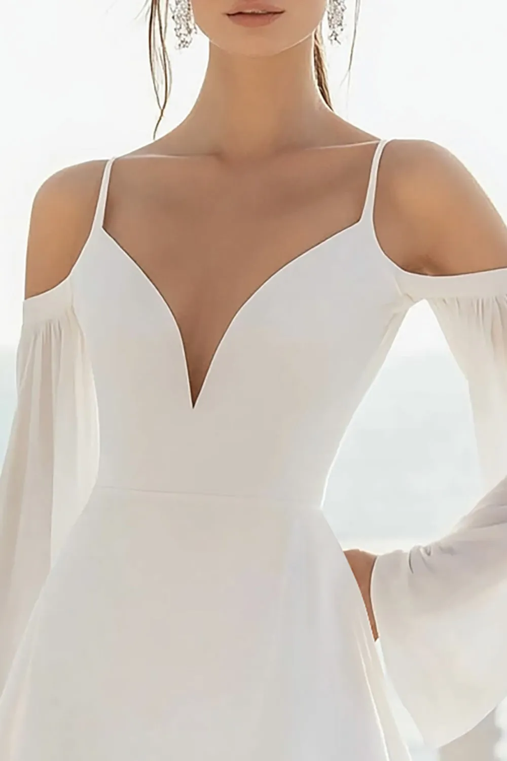 A Line White Cold Shoulder Graduation Dress sold by Zapaka product image thumbnail 2