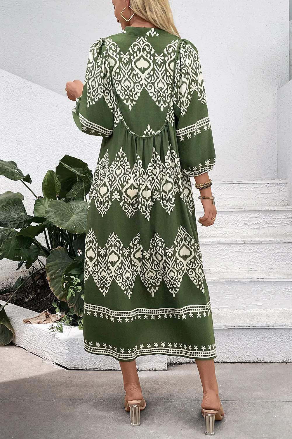 Casual Green A Line Printed Boho Summer Dress sold by Zapaka product image thumbnail 2