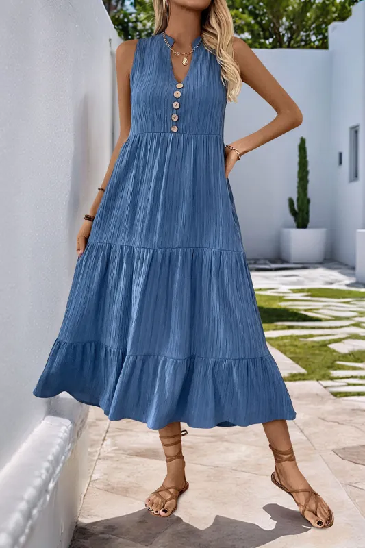 Grey Blue A Line Casual Summer Dress sold by Zapaka