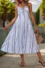 Light Blue Printed Halter A Line Summer Dress sold by Zapaka