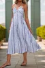 Light Blue Printed Halter A Line Summer Dress sold by Zapaka