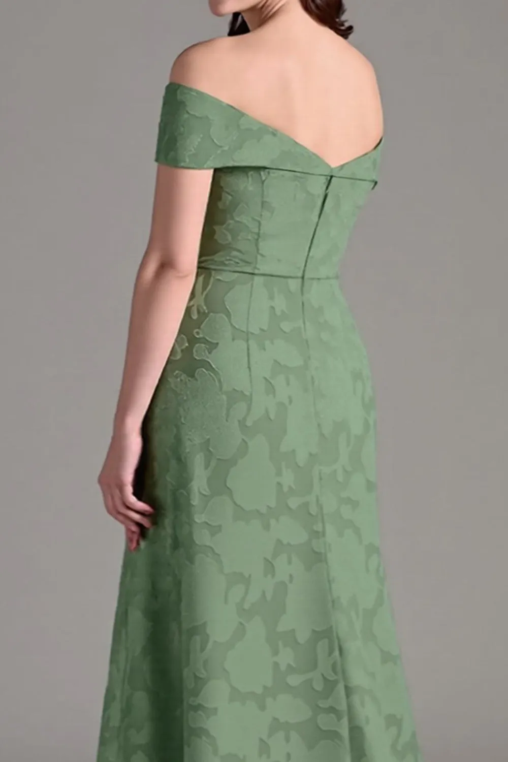 Eucalyptus A-Line Off The Shoulder Long Bridesmaid Dress sold by Zapaka product image thumbnail 4