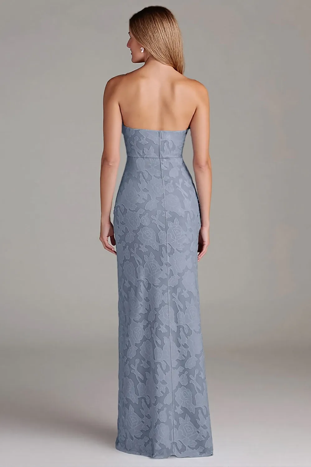 Strapless Sheath Dusty Blue Long Bridesmaid Dress sold by Zapaka product image thumbnail 2