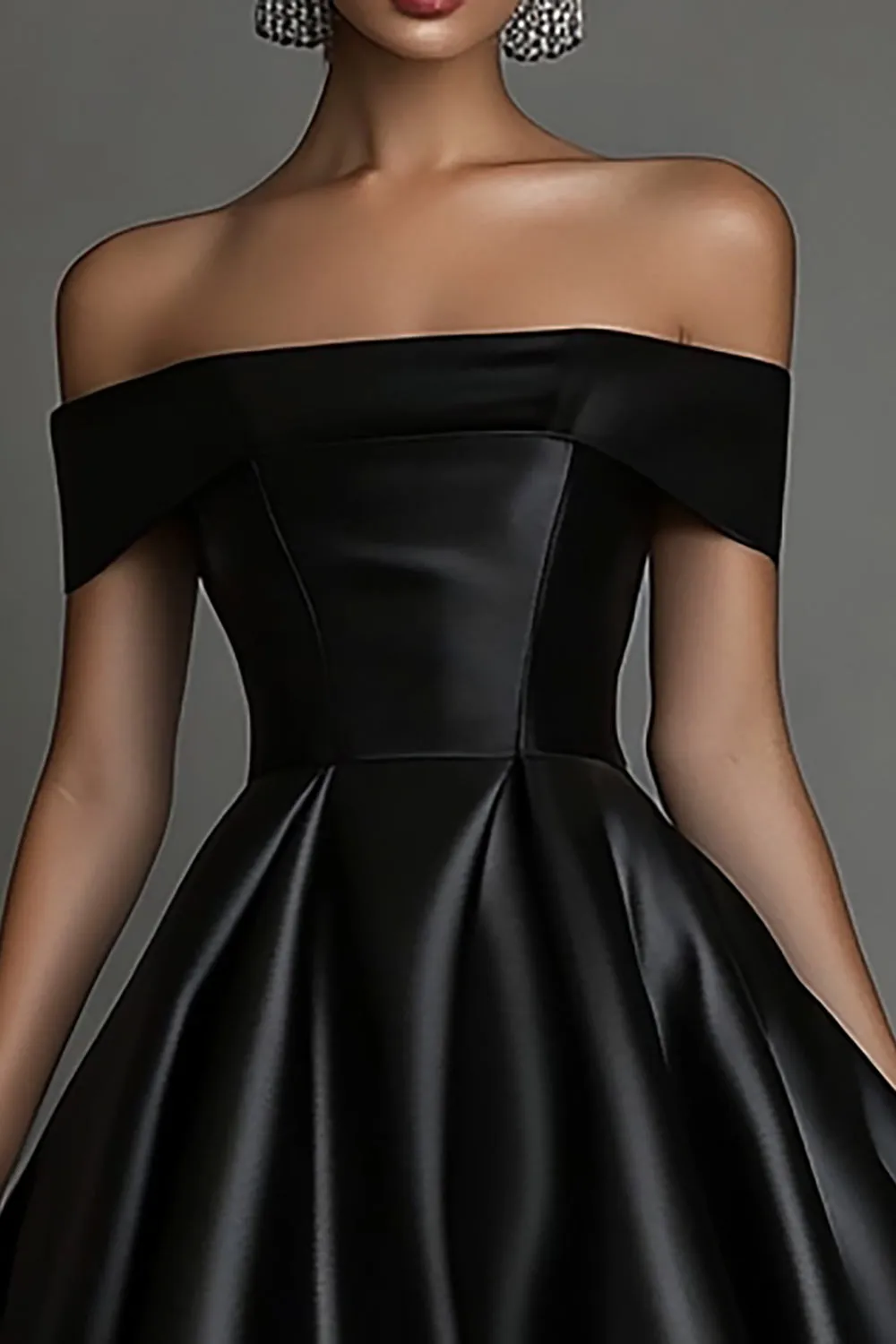 Black Satin Simple A Line Long Formal Dress sold by Zapaka product image thumbnail 2