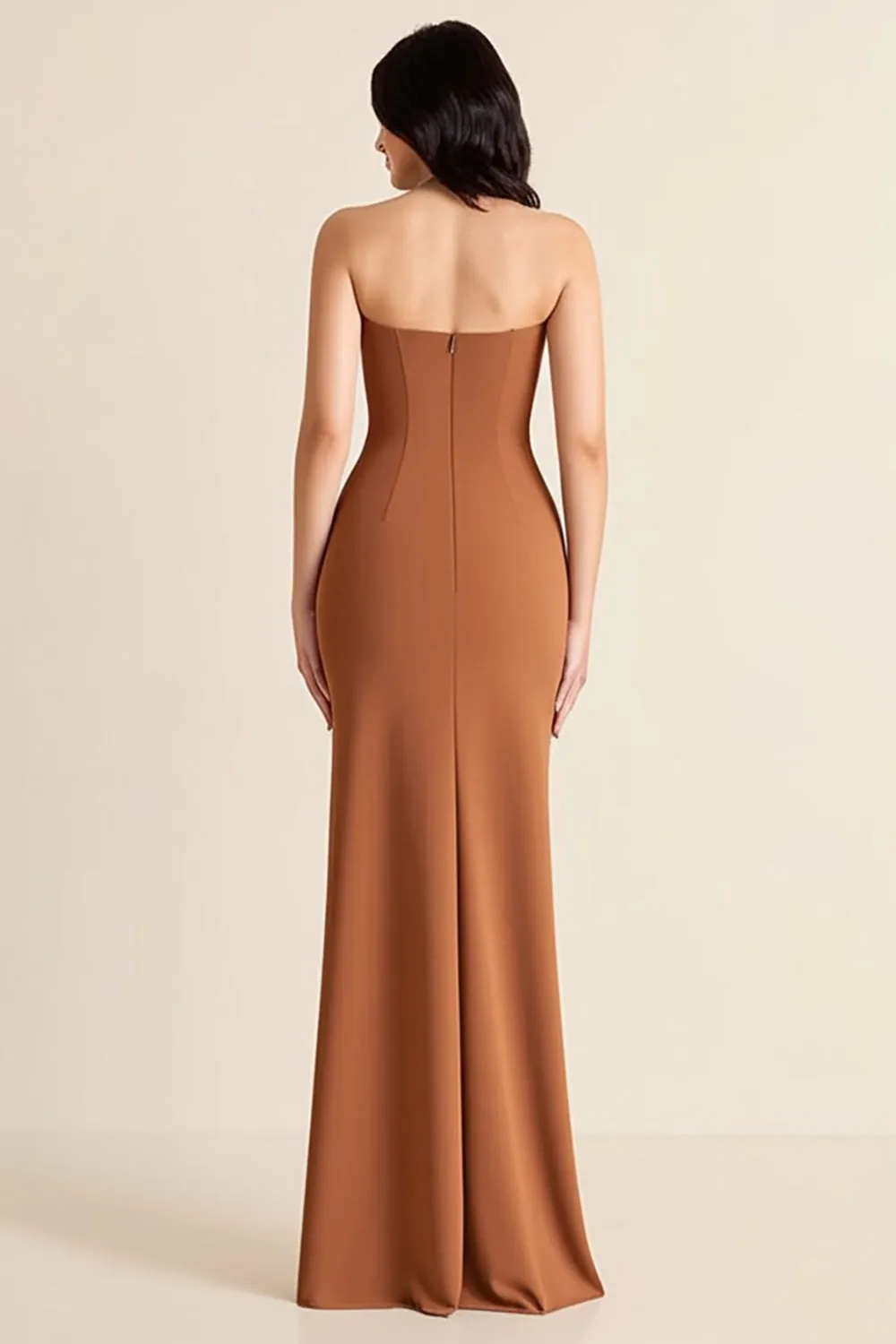 Brown Mermaid Strapless Long Formal Dress with Slit sold by Zapaka product image thumbnail 2