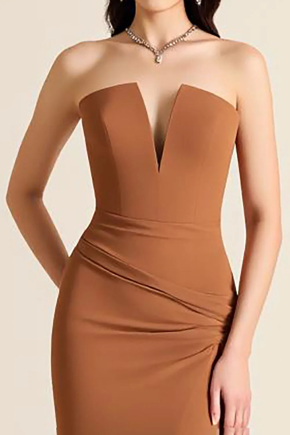 Brown Mermaid Strapless Long Formal Dress with Slit sold by Zapaka product image thumbnail 3