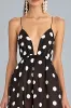 Coffee A-Line Spaghetti Straps White Polka Dots Dress sold by Zapaka