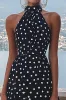 High Neck Black White A Line Polka Dots Dress sold by Zapaka