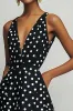 Black White V-Neck A Line Polka Dots Dress sold by Zapaka