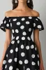 Off The Shoulder Black White A Line Polka Dots Dress sold by Zapaka