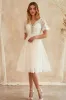 A Line Ivory Chiffon Midi Graduation Dress sold by Zapaka