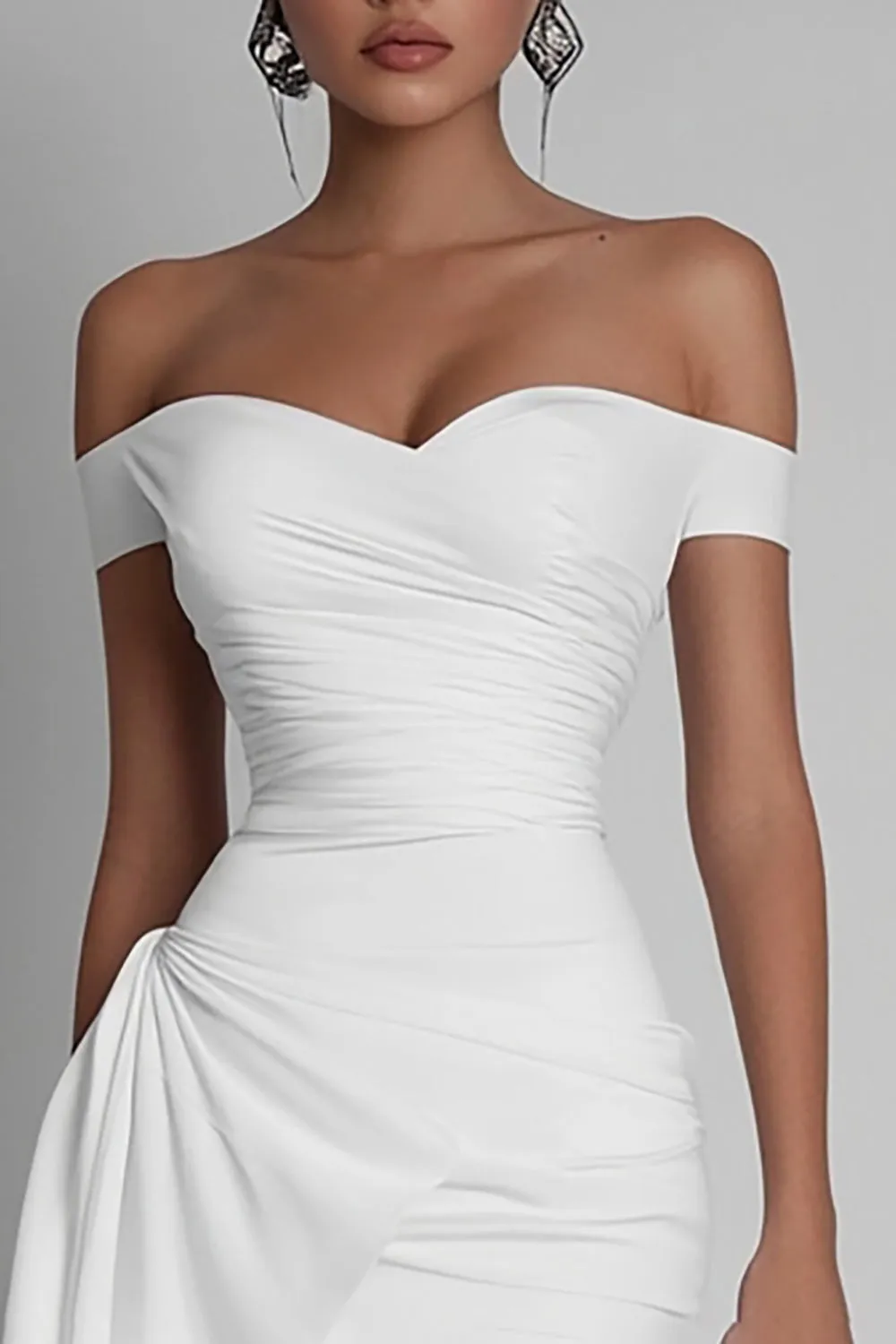 White Bodycon Short Graduation Dress with Sash sold by Zapaka product image thumbnail 2
