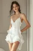A Line Chiffon Little White Dress With Ruffles sold by Zapaka