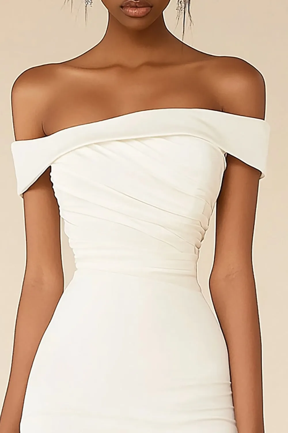 Bodycon White Off the Shoulder Graduation Dress sold by Zapaka product image thumbnail 2
