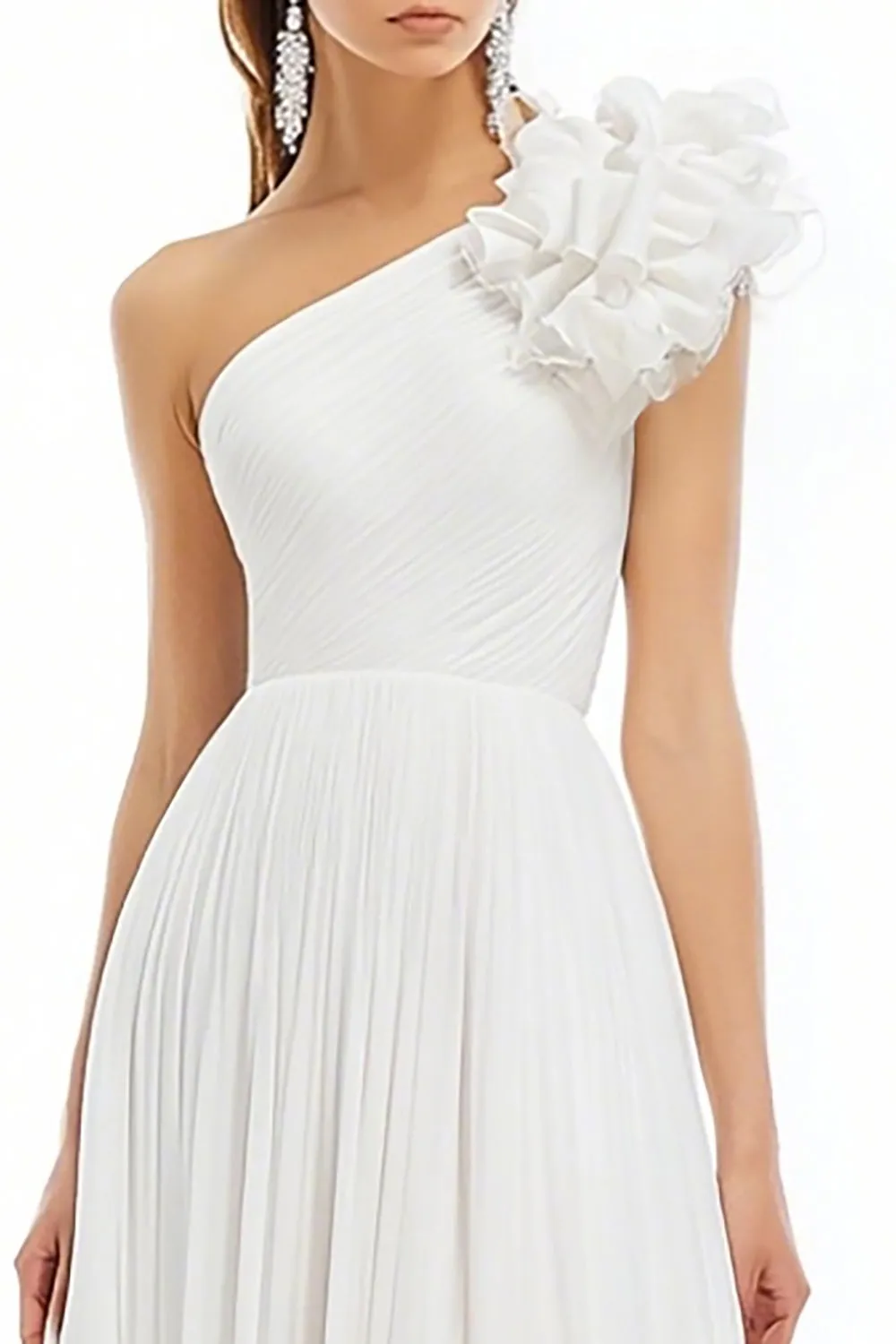 One Shoulder A Line Midi Graduation Dress With 3D Flower sold by Zapaka product image thumbnail 2