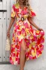 Floral Printed Fuchsia A Line Summer Dress with Belt sold by Zapaka